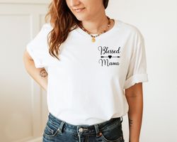 blessed mama pocket t-shirt, minimalist mama life shirt, mama birthday shirt, mothers day gift, pregnancy announcement s