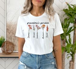 custom grandmas garden shirt, grandma shirt with custom birth flowers and names, personalized grandma birthday shirt, gr