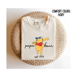 personalized papa bear winnie the pooh tshirt , papa est shirt , papa bear gift for pooh papa , fathers day gift for pap