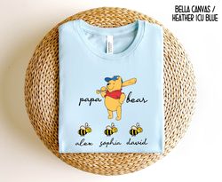 custom papa bear shirt, papa with kids name tshirt, personalized papa tshirt, fathers day gift for papa , new dad tee