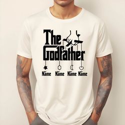 godfather shirt, gift for godfather, personalized kids name godfather tshirt for new godfather, godfather christmas