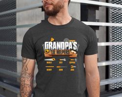 custom grandpa shirt, personalized grandpas little helpers shirt with grandkids names, mechanic grandpa gift, fathers