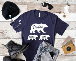 custom daddy bear shirt with kid names, fathers day shirt, personalized dad shirt, daddy bear tee, dad birthday shirt,