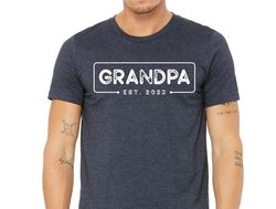 custom grandpa t-shirt grandpa est 2024 shirts grandfather baby announcement shirt