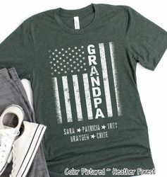 custom grandpa flag shirt, personalized grandpa shirt with kids names, fathers day gift for grandpa, fathers day shirt,