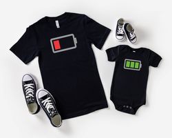 low battery - fully charged daddy and me shirts dad and son shirt fathers day matching shirts gift for dad dad and daugh