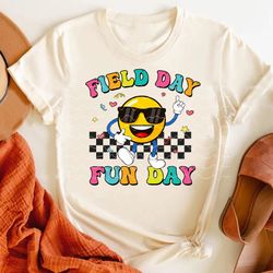 Field Day Fun Day Shirt, Sunglasses Smile Face Field Day Shirt, Let The Games Begin Gift For Kids, Last Day Of School Sh