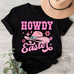 Howdy Easter Shirt, Groovy Easter Cowboy Shirt, Western Easter Gift For Cowgirl, R0DE0 Easter Family Matching Tee, Cowbo