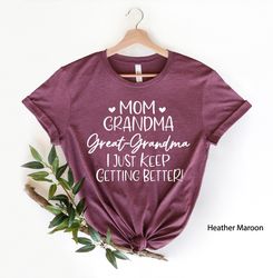mom grandma great-grandma shirt, mothers day gift for grandma, gift for great-grandma, pregnancy announcement tee, baby