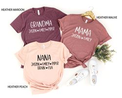 personalized grandma shirt, nana shirt, customized mothers day shirt, personalized grandma gift, christmas gift for gran