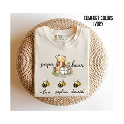 papa bear shirt personalized papa bear winnie with grandkids name tshirt ,fathers day gift for papa grandpa bear gift fo