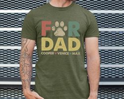 personalized fur dad shirt, custom dad shirt with pet names, dog dad name shirt, cat dad name shirt, fathers day gift fo