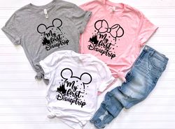 My First Disney Trip Custom T-Shirt, Adults Kids Disneyland Trip Shirt, First Disneyworld Trip Tee, Minnie Mickey Disney