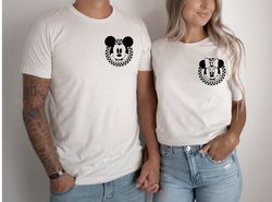 retro disney pocket size print shirts, mickey checkered shirt, family shirts, minnie mouse pocket tees, gift disneyland