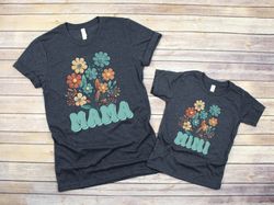 retro flower mama mini t-shirt, mom daughter shirts, boy mama shirts , mama t-shirt, shirt for mom for mothers day