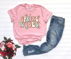spring tee, cute spring vibes with rainbow, spring rainbow on premium unisex shirt,welcome spring shirts , hello springs
