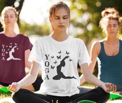 yoga butterflies shirt, made to order, buddhist shirt, zen spiritual, meditation shirt, yoga tee, workout shirt, spiritu