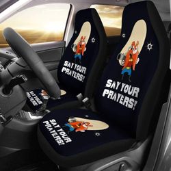 yosemite sam car seat cover looney say your prayer hand with gun fan gift