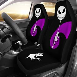 nightmare before christmas cartoon car seat covers | sally silhouette holding jack head balloon seat covers