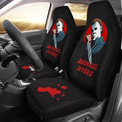 horror movie car seat covers | michael myers with sharp knife black seat covers