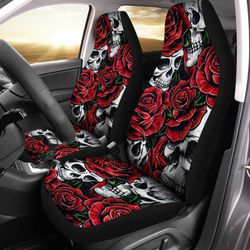 red rose skull car seat covers custom flower car accessories