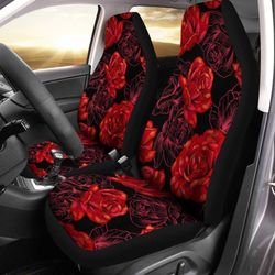 red rose car seat covers custom floral red car interior accessories
