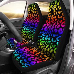 rainbow wild cheetah print car seat covers custom car accessories