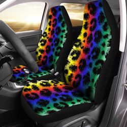 rainbow cheetah print car seat covers custom car accessories gifts idea