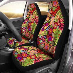 love peace car seat covers custom hippie paisley pattern