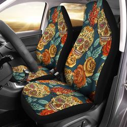 floral sugar skull car seat covers custom vintage style car accessories