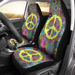 floral peace car seat covers custom hippie car interior accessories