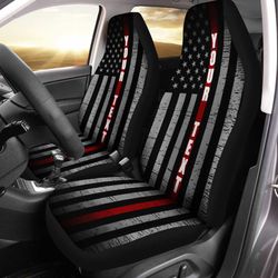 firefighter car seat cover custom name thin red line flag car accessories