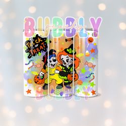 halloween trick or treat cuties,  eye to eye forever, max and roxanne, goofy, sublimation tumbler wrap  20 oz tumbler su