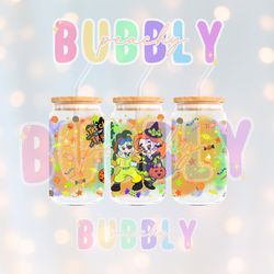 halloween trick or treat cuties,  eye to eye forever, max and roxanne, goofy, sublimation wrap   16 oz glass can wrap, p