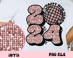 2024 png, sequin happy new year png, new year sequin glitter png for sublimation or printing, sequin new years mirrorbal
