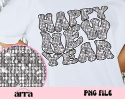 happy new year png, new year sequin glitter png for sublimation or printing, glitter png,sequin new years mirrorball png