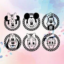 mouse and friends checkered bundle svg, mouse and friends silhouette, retro friends checkered svg, svg files for cricut,