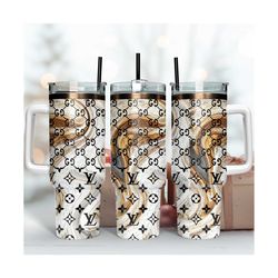 lv gucci logo pattern tumbler, fashion pattern, 40oz wrap