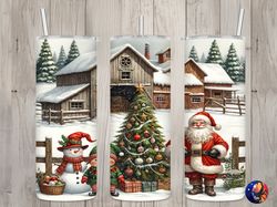 seamless country farmhouse santa  elf design, christmas 20oz skinny straight tumbler sublimation design, tumbler wrap, p