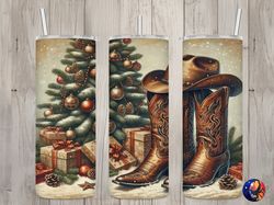 seamless country western christmas design, christmas 20 oz skinny straight tumbler sublimation design, tumbler wrap, png