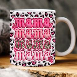 3d retro mama valentine inflated mug wrap, 3d leopard puffy mug wrap, 3d heart puff mug wrap, 3d checkered bubble mug de