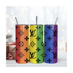 rainbow lv pattern tumbler, lv tumbler, 20oz wrap