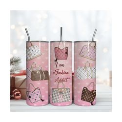 fashion addict 20oz tumbler, handbag tumbler, fashion tumbler