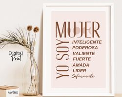 yo soy mujer poderosa, latina art, boho room dcor, latinx art, mexican gift, mexican wall art, mexico art print, empower