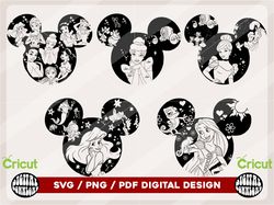 all princess svg, mouse head svg, princess svg, vinyl cut file, svg, pngi pdf, printable design file