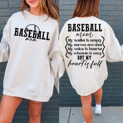 baseball mom wallet is empty heart is full shirt, baseball mom svg, baseball mother svg, png digital download