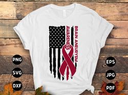 brain aneurysm awareness svg png, brain aneurysm flag svg, burgundy ribbon svg cricut sublimation design