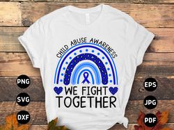 child abuse awareness svg png, we fight together leopard rainbow svg, blue ribbon svg, child abuse prevention cricut fil