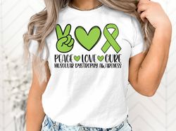 muscular dystrophy awareness svg png, peace love cure svg, lime green ribbon svg cricut sublimation