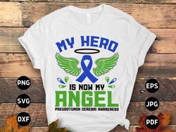 my hero is now my angel svg, idiopathic intracranial hypertension svg, pseudotumor cerebri awareness cricut sublimation